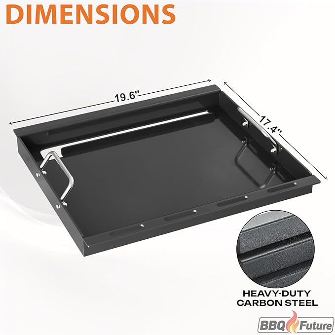Full Size Griddle Insert with Handles for Weber Spirit 300 Series(2025 Models), Flat Top Grill Insert Replacement Parts for Weber Spirit E310 E325 EP325(2025), Non-stick Carbon Steel, Black