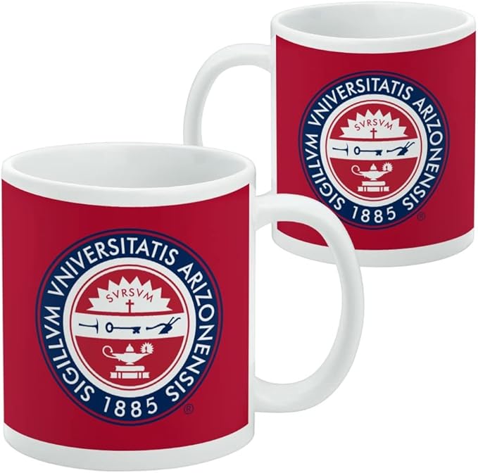 The University of Arizona Seal Ceramic Coffee Mug, Novelty Gift Mugs for Coffee, Tea and Hot Drinks, 11oz, White