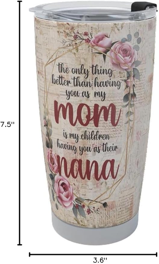 Macorner Mothers Day Gift for Nana & Mom From Daughter, Son for Grandma - Stainless Steel Bear Tumbler 20oz for Women