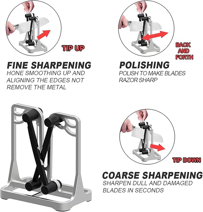 Kitchen Knife Sharpener,Edge Works Knife Sharpeners for Kitchen Knives,Knife Sharpeners for Military Aluminum, Hone, Sharpens, Beveled, Polishes Dull, Serrated, Standard Blades & Chef's Knives