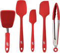 Kaluns 5-Piece set Includes 3 Silicone Spatulas 1 Turner and 1 9" Tong Kitchen Tools Best for Cooking,Baking and Mixing, Strong Stainless steel core design Non-stick and 600F Heat resistant