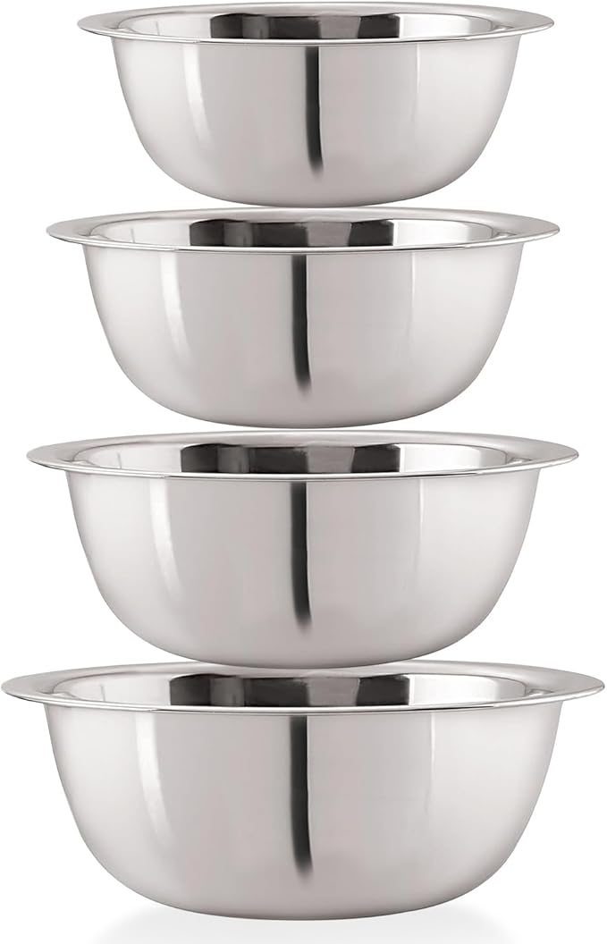 CRAFTONE Stainless Steel Mixing Bowls Set of 4 – Nesting Bowls for Baking, Salad, Dessert, Rice & Food Storage – Durable & Space-Saving Kitchen Bowl Set