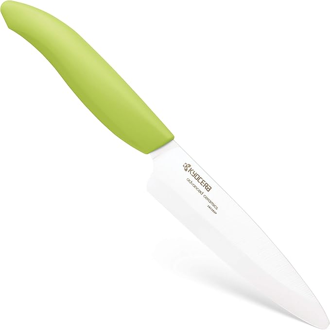 KYOCERA Revolution 2-Piece Ceramic Knife Set: Chef Knife For Your Cooking Needs, 5.5" Santoku and 4.5" Utility Knife, White Blades with Green Handles, White/Green