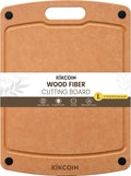 Kikcoin Wood Cutting Board, Cutting Boards for Kitchen Dishwasher Safe Non-slip Chopping Board with Juice Groove, Wood Fiber Composite Cutting Board with Handle, 17.3"*12.8"