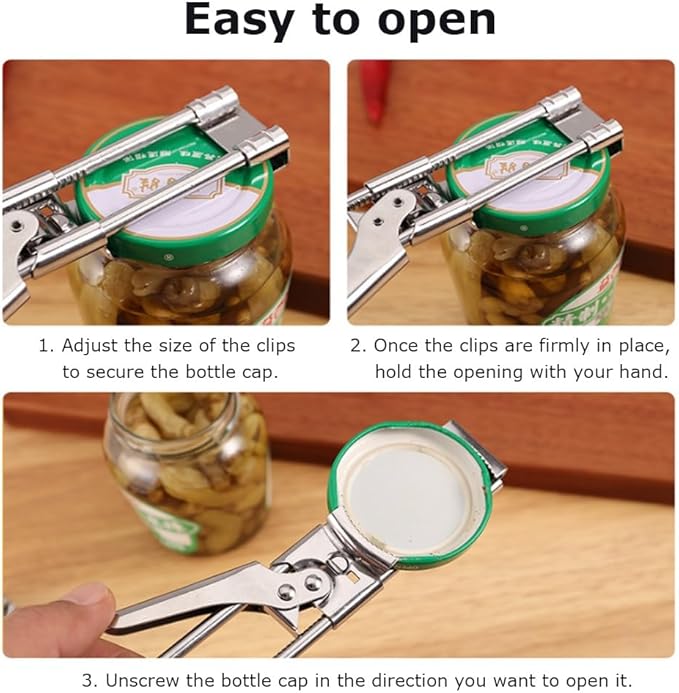2026 New Adjustable Stainless Steel Jar Opener - Non-Slip Lid Gripper for Weak Hands Seniors Arthritis, Gripper Tight Lid Opener, Multifunctional Kitchen Gadget (1 pcs Small)