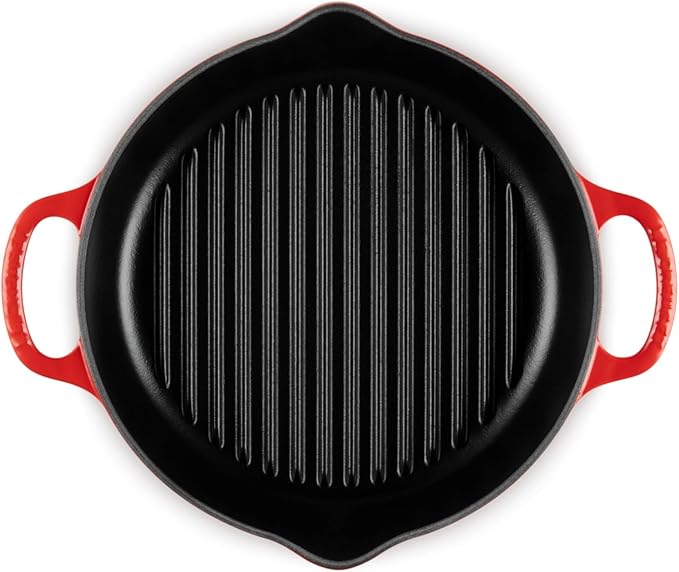 Le Creuset Enameled Cast Iron Signature Deep Round Grill, 9.75", Cerise