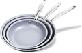 KITEXPERT Non Stick Frying Pans Set, Titanium Ceramic Pan Skillet Set Non Toxic, 8" 9.5" 11" Nonstick Frying Pan, Stainless Steel Handle, Dishwasher & Oven Safe, PFAS & PTFE & PFOA Free, Grey