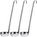 meekoo 3 Pieces Stainless Steel Ladle Soup Handle Ladle with Pouring Rim for Kitchen Cooking Soup Sauce(2 oz)