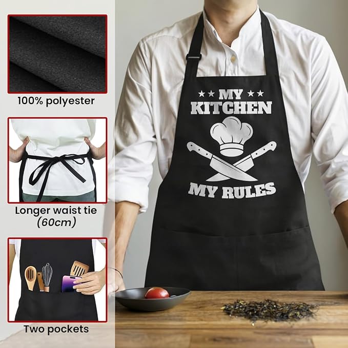 SANDJEST Funny Apron for Dad - Birthday Father’s Day Cooking Grilling Gifts for Mens