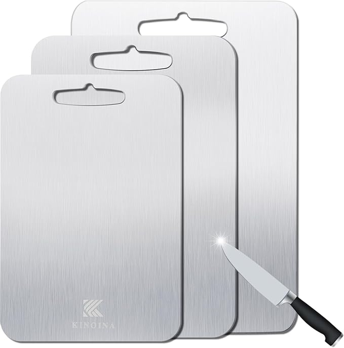 Titanium Cutting Board - 100% Pure Titanium Chopping Board for Kitchen, Camping | Lightweight, Odorless, Dishwasher Safe, Non-Toxic | Professional Chef & Home Cook Essential (15.4''L×11''W)