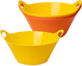Tiawudi 6 Pack Snack Bowls (4.9L Large), Plastic Serving Bowls for Party, Large Bowls with Handles for Kitchen, Fruit, Cereal, Candy, Salad and Chip, Microwave Safe