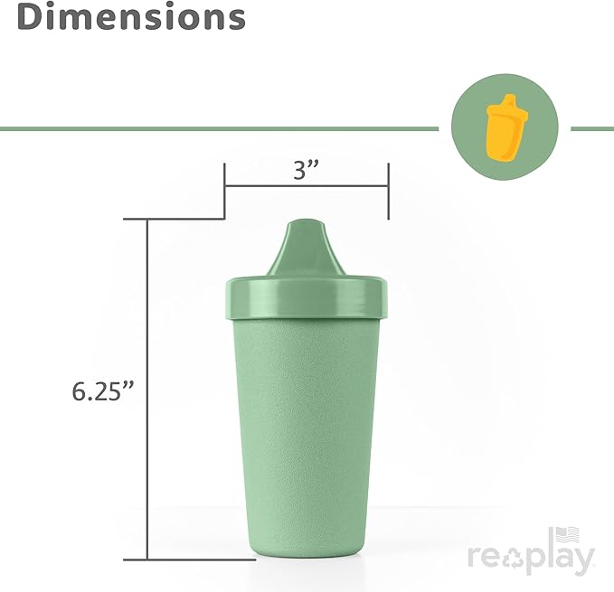 Re-Play Spill-Proof Sippy Cups - Reusable 10 Oz Set of 4, Dishwasher & Microwave Safe, Made in USA, Blossom