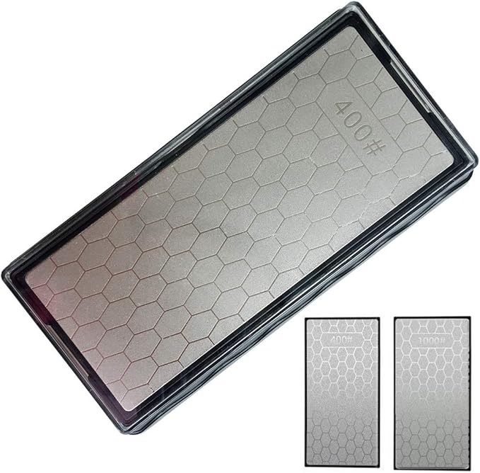 Double-sided Diamond Sharpening Stone, Knife Sharpener Stone diamond sharpener Honeycomb Surface Plate with Non-slip Base for Scissors Knives Outdoor Kitchen Sharpen Tools (400/1000 Grit)