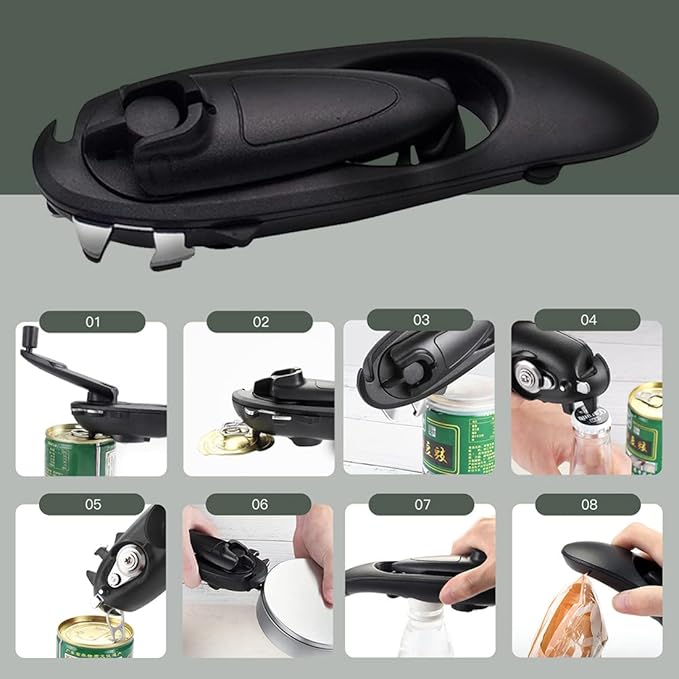 Can Opener Manual 8 In 1 Multifunction Bottle Opener Jar Bottle Can Screw Opener Effort-saving Kitchen Gadgets Beer Bottle Opener
