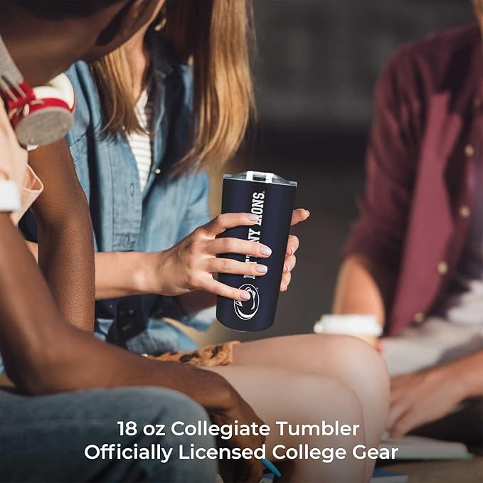 Campus Colors NCAA Stainless Steel Tumbler perfect for Gameday - 18 oz - Double Walled - Keeps Drinks Perfectly Insulated (Penn State Nittany Lions - Navy)