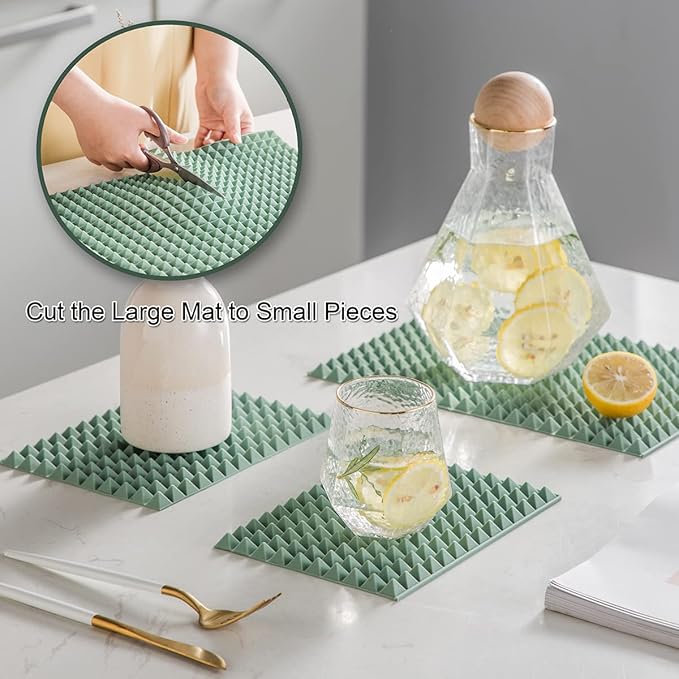 Colinda Silicone Dish and Cup Drying Mat - Extra Large Trivet for Hot Dishes, Large Size Hot Pots and Pads Coming Directly Out from the Stove or Oven,Drain Board,16" x 11.5",Teal