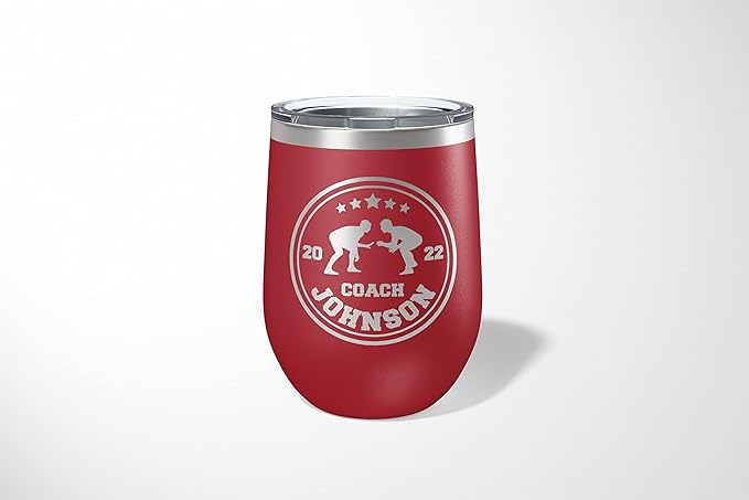 Wrestling Coach gifts, Tumbler, Coach tumbler, Wrestling gifts, Coach Beer glass, Coach gift, Wrestling Coach, Coach gifts, Wrestling Coach (Wrestling Circle, Maroon, 12oz Wine Tumbler)