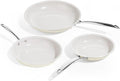 KITEXPERT Non Stick Frying Pans, Titanium Ceramic Skillet Set for Cooking, 8" 9.5" 11" Non Toxic Ceramic Pans with Stay Cool Handle, PFAS & PTFE & PFOA Free, Dishwasher and Oven Safe, Cream