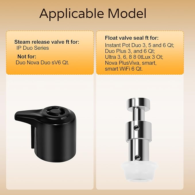Pressure Cooker Steam Release Valve Replacement Kit - With Float Valve and Silicone Anti-Block Cover for Instant Pot 3/5/6/8 Qt Models