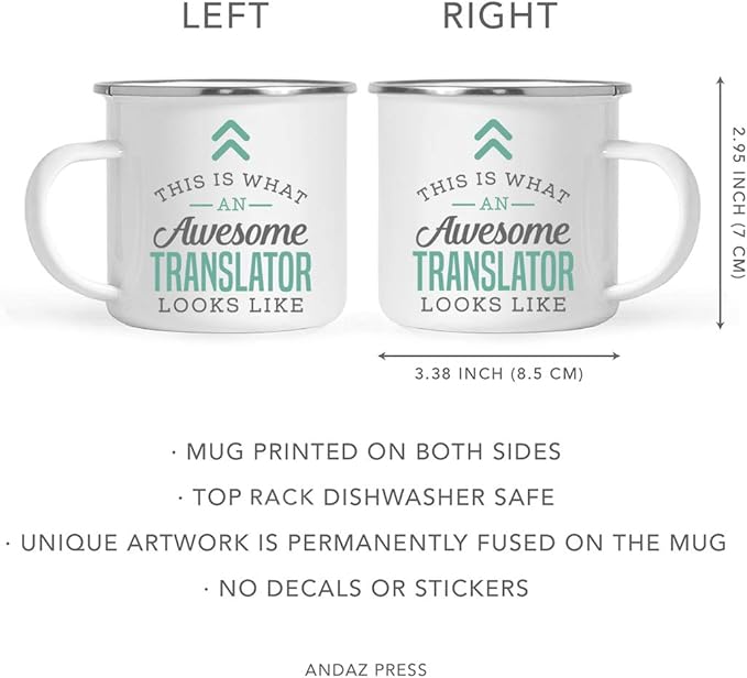 Andaz Press 11oz. Stainless Steel Campfire Coffee Mug Gift, This is What an Awesome Translator Looks Like, 1-Pack, Birthday Gift Ideas Coworker Him Her, Includes Gift Box