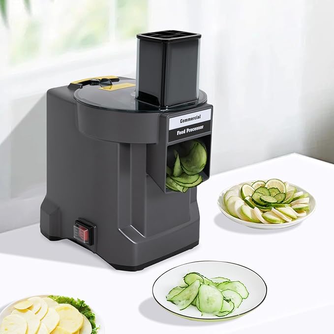 DYRABREST 3-in-1 Commercial Vegetable Processor 110W Electric Food Processor Multifunctional Vegetable Chopper Slicer Shredder Dicer with 3 Blades for Meat Vegetable Fruit Prep