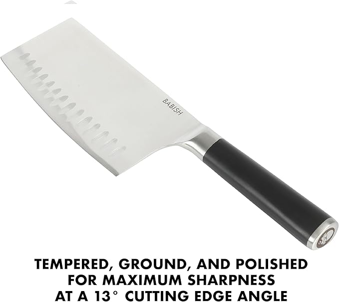 Babish 6.5-Inch Forged Cleaver Knife – High-Carbon 1.4116 German Steel Full Tang Kitchen Knife for Heavy-Duty Chopping and Slicing