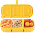 Silicone Snack Containers for Kids, 3-Compartment Reusable Small Snackle Box with Airtight Lids for Lunchable, Sauce, School, Travel, Work（1Pack-14oz）
