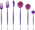 JASHII Silverware Set, Mirror Polished Purple Flatware Cutlery Set Service for 6, Shiny Finish 36 Pieces Stainless Steel Utensils Set Dinner Knife Fork Spoon Dessert Fork Salad Spoon Dishwasher Safe