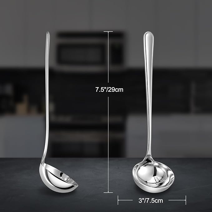 KEAWELL Premium 11" Verona Ladle, 18/10 Stainless Steel, Heavy-Duty with Deep Bowl, High-Polished Finish, Ergonomic Handle for Smooth Pouring, Dishwasher Safe (1, 11" Soup Ladle)