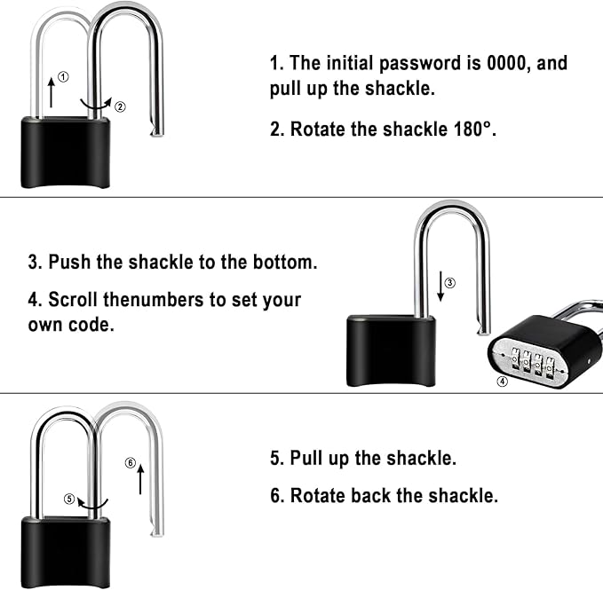 1pcs Combination Lock, 4-Digit Heavy Duty Combo Lock, Combination Padlock Outdoor Waterproof Gate Locks for Outdoor Fence, Locker, Sheds, Gym, Gate Hasps (1pcs, Long Shackle)