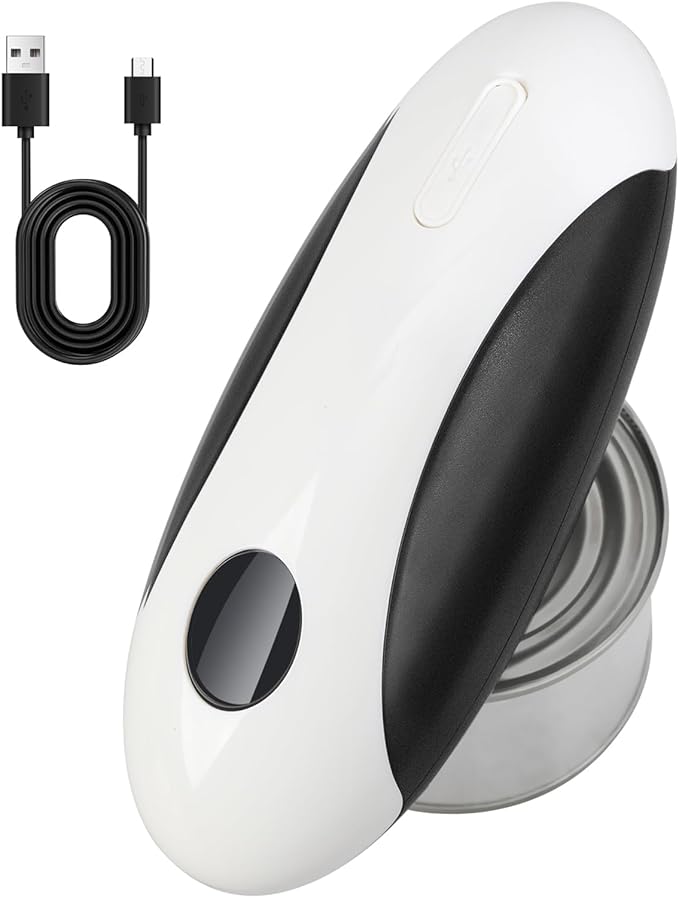 1pc Automatic Can Opener for Kitchen Appliances, One Touch Electric Can Opener, Tin Jar Opener, Ergonomic, Smooth Edge, Food-Safe, Cordless, USB-rechargeable Can Opener for Home, Travel Essentials