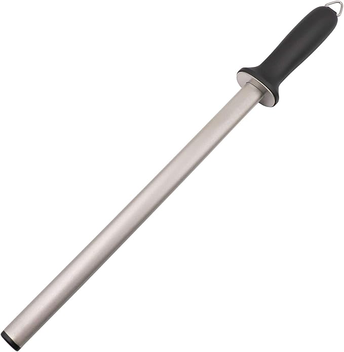 Wiitek 10inch Diamond Houselold Sharpening Rod, Professional Kitchen Knife Sharpener Steel, Premium Knife Blades Honer, Ideal for Kichen, Master Chef, Home Cooking and Hunting, 600# Grit, Oval