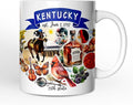 OrnamentallyYou State Travel Landmark Mugs – 12 oz Ceramic Coffee Cups, U.S. Souvenir Gift for Tourists (Artistic Kentucky State Themes and Landmarks Mug)