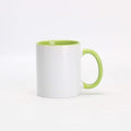 11oz White Ceramic Sublimation Coffee Mug With Green Colors Inside and Handle, Case of 6， Green