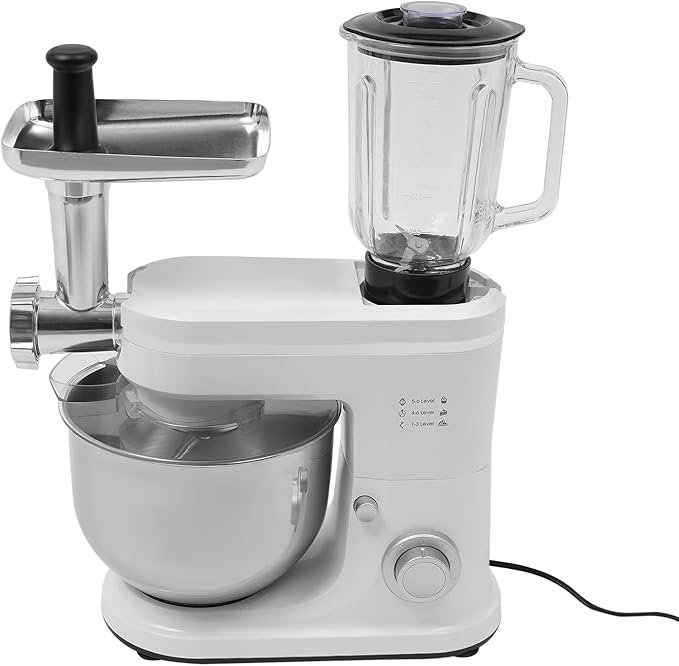 Food Processor, 700W Electric Chopper with Meat Grinder & Veggie Chopper, 6+1 Speed, 6.34QT Bowl (White)