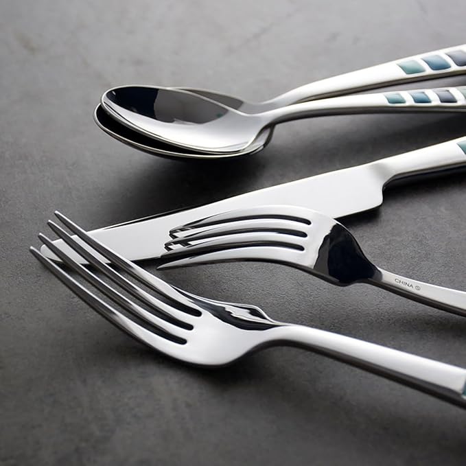 Unique Colorful Silverware Set for 4, Modern Stainless Steel Flatware Cutlery Tableware Utensil Set Knives Forks Spoons,Dinnerware Sets for Christmas Party Kitchen Wedding Gifts 16-piece