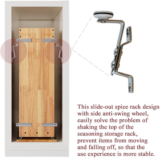OCG 4-Tier Pull Out Kitchen Cabinet Spice Rack Holder Shelves (5" W x 22" D), spice organization for cabinet Storage Organization, pull out spice racks for inside cabinets