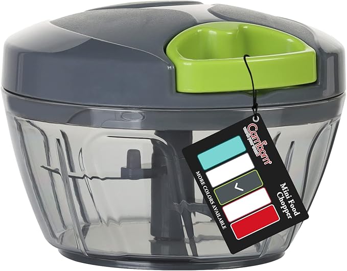 Cambom Manual Food Chopper Vegetable Cutter, Hand String Vegetable Chopper Onions Cutter for Vegetable Fruits Nuts BPA Free Food Safe Material, 500ml Gray