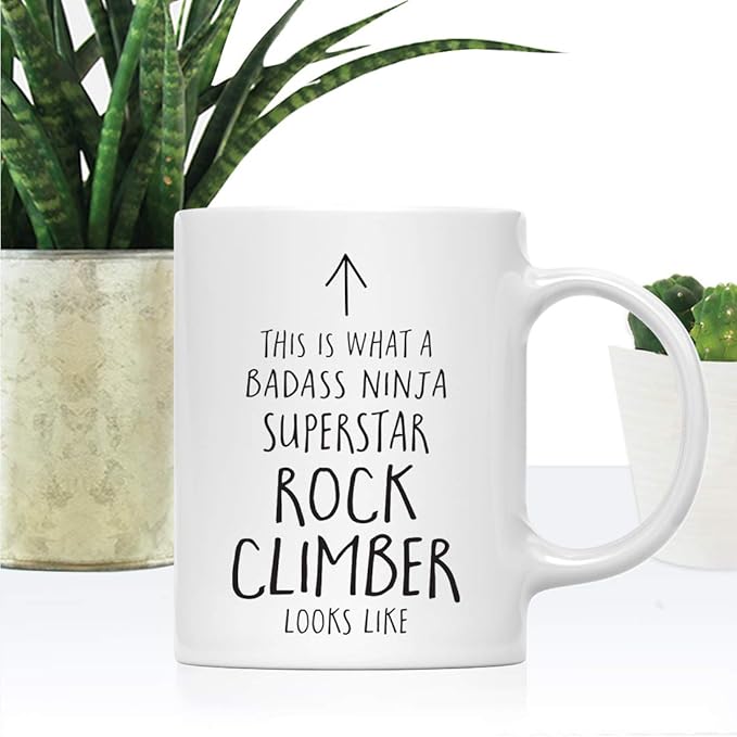 Andaz Press Funny 11oz. Ceramic Coffee Tea Mug Gift, This is What a Badass Ninja Superstar Rock Climber Looks Like, 1-Pack, Birthday Christmas Gift Ideas Coworker