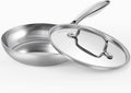 Stainless Steel 8 Inch Frying Pan Nonstick, Tri-ply Clad Base Non-toxic Skillets with Stainless Steel Lid, Fast and Even Heating Stay Cool Handles Induction Dishwasher & Oven Safe PFOA Free Cookware