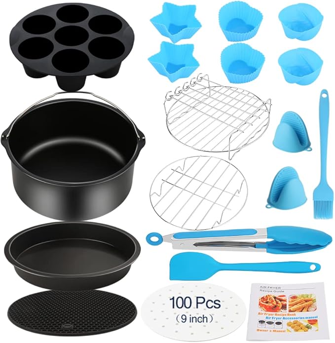 SIK Air Fryer Accessories, 13PCS for Ninja COSORI Power XL 5.3QT - 8QT Air Fryer with 9 Inch Cake Barrel