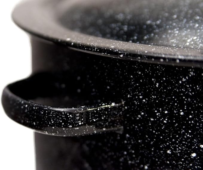 Granite Ware 12-Quart Stockpot, Large Capacity for Soups, Stews, Pasta - Durable Graniteware with Non-Stick Surface for Easy Cleaning - Chip-Resistant & Even Heat Distribution (Speckled Black)