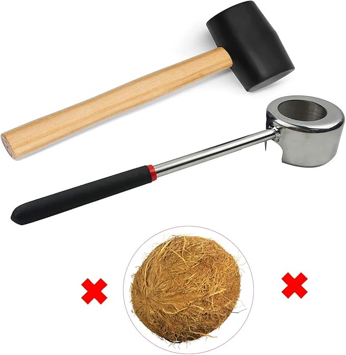 Stainless Steel Coconut Opener Set of 3, Tool Kit for Opening Fresh Coconuts