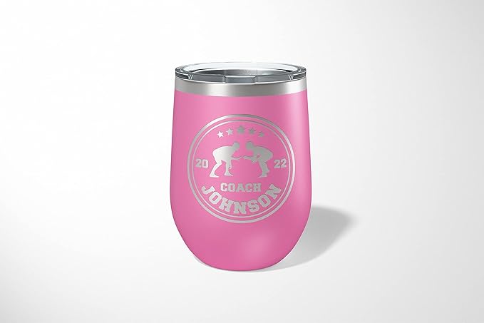 Wrestling Coach gifts, Tumbler, Coach tumbler, Wrestling gifts, Coach Beer glass, Coach gift, Wrestling Coach, Coach gifts, Wrestling Coach (Wrestling Circle, Pink, 12oz Wine Tumbler)