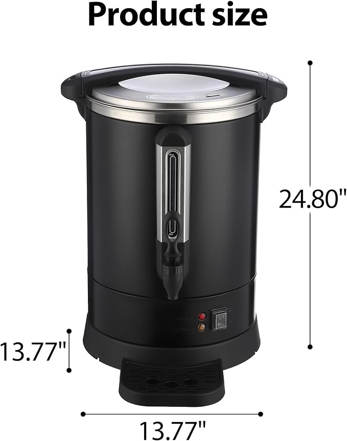 Commercial Coffee Urn,120 Cup 4.8 Gal/18L Stainless Steel Coffee Maker - Large Capacity Hot Water Dispenser for Buffet, Catering, Wedding, Church, Event, Double Wall Insulated