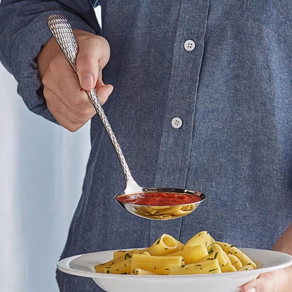 Industry 11-Inch Serving Ladle, 18/8 Stainless Steel, Extra Heavy Weight, 3 oz Capacity, Hammered Design, Silver, Mirrored Polished Finish