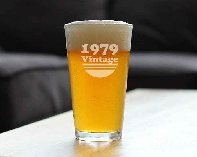 Vintage 1979 Pint Glass for Beer - 46th Birthday Gifts for Men or Women Turning 46 - Fun Bday Party Decor - 16 oz