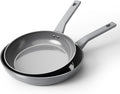 Sanho Healthy Ceramic Non-Toxic Frying Pan Set, 10 & 12 Inch Gray Nonstick Skillet, PFOA & PTFE Free, Induction Compatible Cookware