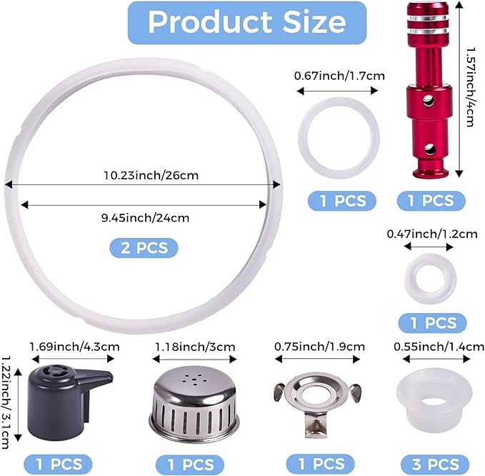13 PCS sealing ring 8 qt,for Duo Plus 8 Quart Electric pressure cooker valve Replacement Parts with Include silicone gasket Steam Release Valve Float Valve Anti-Block Shield Condensation Collector