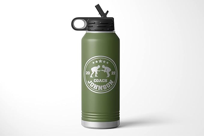 Wrestling Coach gifts, Tumbler, Coach tumbler, Wrestling gifts, Coach Beer glass, Coach gift, Coach gifts, Wrestling Coach (Wrestling Circle, Olive, 32oz Water Bottle)